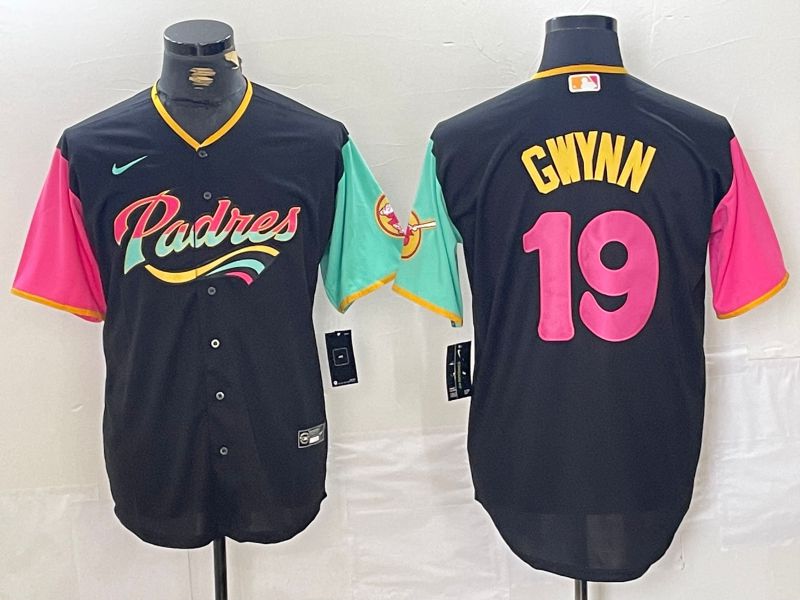 Men San Diego Padres 19 Gwynn Black City Edition 2024 Nike MLB Jersey style 11